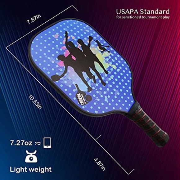 Carbon Fiber Pickleball Paddles Set of 2 for Beginners - Picture 6 of 6